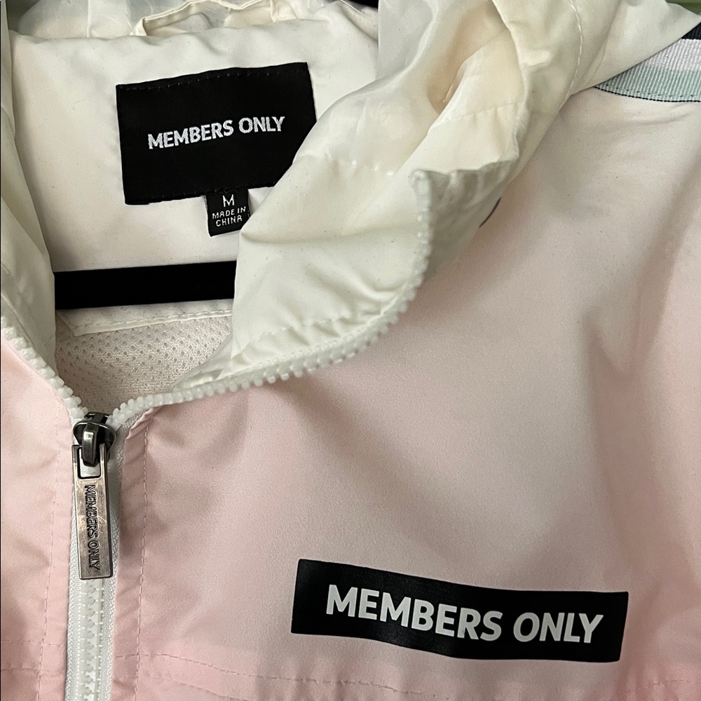 MEMBERS ONLY Oversized Ombré Track Stripe Sleeve Hooded Lightweight Long Jacket - Picture 2 of 5